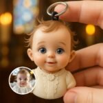 Kişiye Özel Bebek Vaftiz 3D Anahtarlık: Fotoğraftan Büst Figürü (8CM)