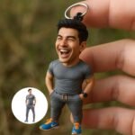 Kişiye özel 3D portre anahtarlık: kişiselleştirilmiş minyatür figür hediye (8CM) - Görsel 3