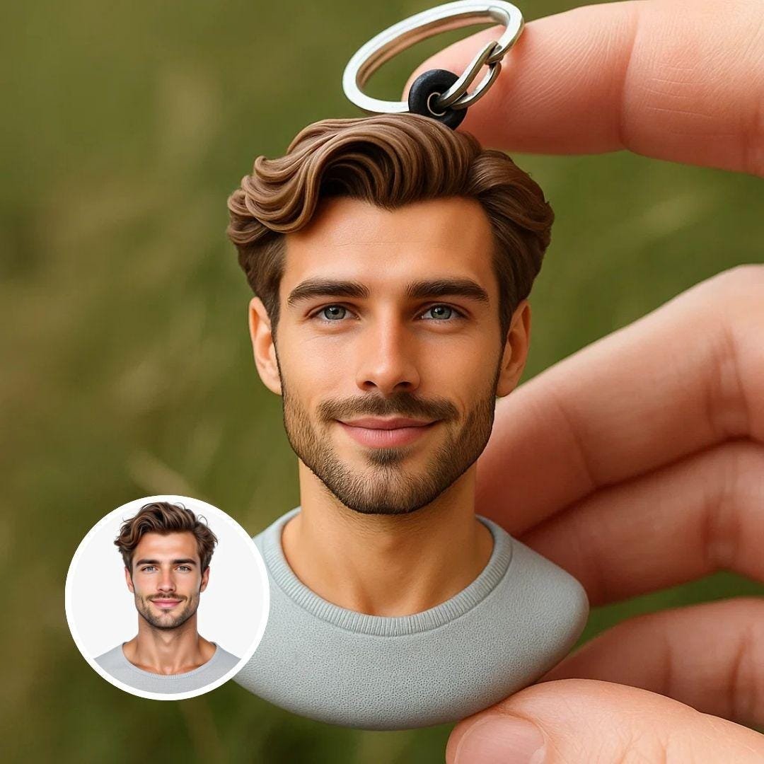 il_fullxfull.6909022323_8osd.jpg Kişiselleştirilmiş 3D mini-Ben anahtarlık: özel figürin hediye (8CM / 3,15 inç) - Görsel 1