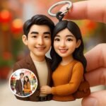 Kişiye Özel Çift 3D Anahtarlık - Düğün veya Yıl Dönümü Figür Hediyesi - 8CM (3,15 inç) - Görsel 2