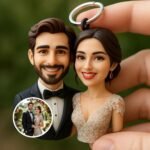 Kişiye Özel Çift 3D Anahtarlık - Düğün veya Yıl Dönümü Figür Hediyesi - 8CM (3,15 inç) - Görsel 3