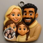 Kişiye özel 3D aile anahtarlığı: fotoğraftan karikatür anahtarlık