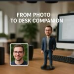 Özel 3D fotoğraf figürü: kişiselleştirilmiş masa arkadaşı, el boyaması