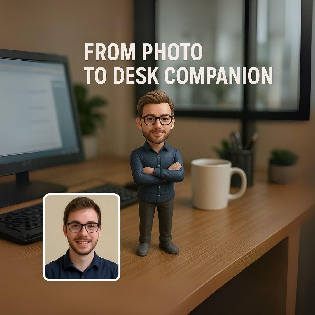 il_fullxfull.7215116115_23dj.jpg Özel 3D fotoğraf figürü: el boyaması kişiselleştirilmiş karakter, masa arkadaşı - Görsel 1