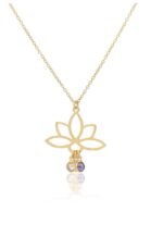 Doğum Taşlı Kişiye Özel Lotus Kolye, Aile Doğum Taşı Takısı, Anne İçin Özel Hediye, Zarif Altın Çiçek Kolye, Manevi Hediye