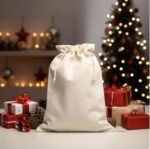 Noel çantası Noel Baba çuvalı pamuklu büzgülü hediye çantası Tatil ambalajı tekrar kullanılabilir çevre dostu yılbaşı hediye paketleme - Görsel 2