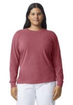 Comfort Colors Uzun Kollu Cepli Tişört Özel Nakışlı veya Baskılı Unisex Tişört